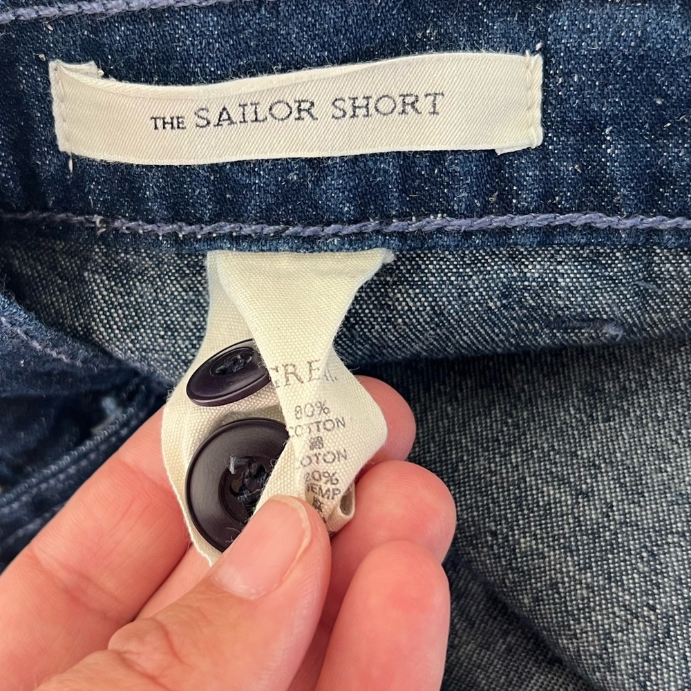 THE GREAT. The Sailor Short Dark Wash Frayed Hem‎ Cotton & Hemp Size 30 - Picture 11 of 12